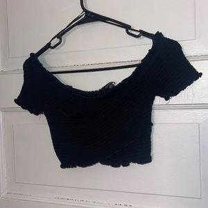 Black halter/ low shoulder crop top